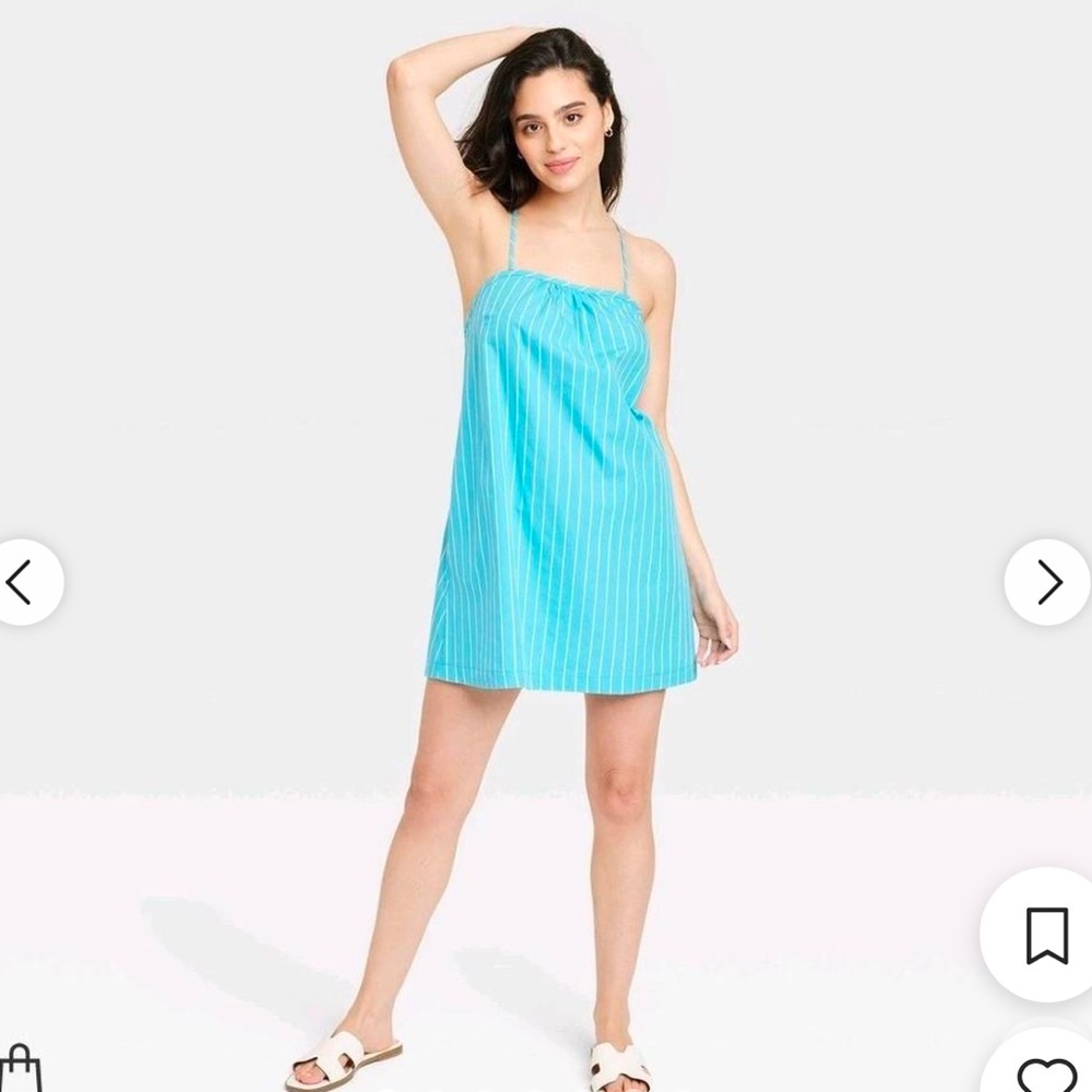 A new day Blue Striped mini Dress NWOT